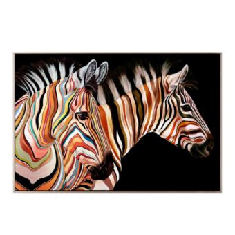 COLOR ZEBRA ΠΙΝΑΚΑΣ ΚΑΜΒΑΣ ΠΟΛΥΧΡΩΜΟ ΞΥΛΟ ΚΟΡΝΙΖΑ ΧΡΥΣΟ 63x93xH3,5cm