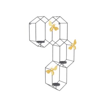 HIVE ΚΗΡΟΠΗΓΙΟ ΤΟΙΧΟΥ ΜΕΤΑΛΛΟ ΜΑΥΡΟ ΧΡΥΣΟ 30,48x8,89xH46,99cm