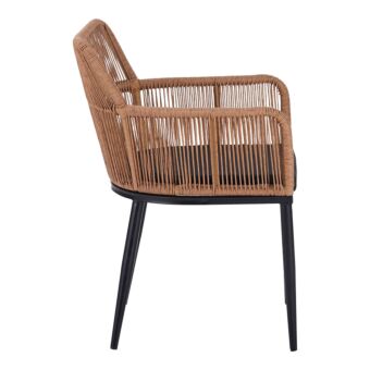 Πολυθρόνα Naoki pakoworld pe rattan -metal σε φυσική απόχρωση με μαύρα πόδια/μαξιλάρι 59x62.5x78εκ