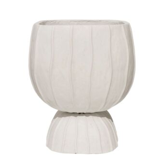 ΓΛΑΣΤΡΑ FIBERCLAY ΜΠΩΛ ΜΕ ΒΑΣΗ ΕΚΡΟΥ / ΡΑΒΔΩΣΕΙΣ - 32x32x45cm