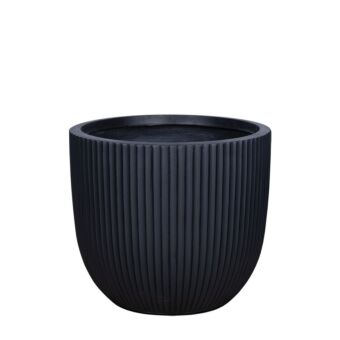 ΓΛΑΣΤΡΑ FIBERCLAY LARGE ΜΑΥΡΟ ΣΤΡΟΓΓΥΛΟ ΚΑΘΕΤΕΣ ΡΑΒΔΩΣΕΙΣ - Φ41x37cm
