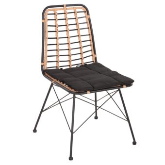 ΚΑΡΕΚΛΑ ΜΕΤΑΛΛΙΚΗ WICKER ΜΠΕΖ-ΜΑΥΡΟ 51x54x84Υεκ.