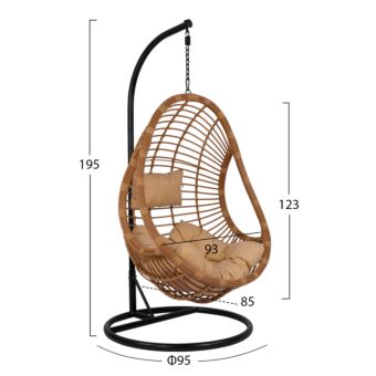 ΚΡΕΜΑΣΤΗ ΠΟΛΥΘΡΟΝΑ ΦΩΛΙΑ ΜΕ WICKER & ΜΑΞΙΛΑΡΙΑ ΜΠΕΖ Φ95Χ195Υ εκ.