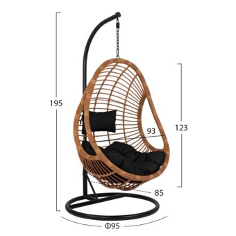 ΚΡΕΜΑΣΤΗ ΠΟΛΥΘΡΟΝΑ ΦΩΛΙΑ ΜΕ ΜΠΕΖ WICKER & ΜΑΥΡΑ ΜΑΞΙΛΑΡΙΑ Φ95Χ195Υ εκ.