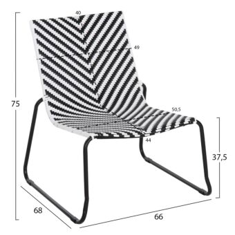 ΜΕΤΑΛΛΙΚΗ ΚΑΡΕΚΛΑ ΜΑΥΡΟ & ΑΣΠΡΟ ΣΥΝΘ.RATTAN 66x68x75Υεκ.