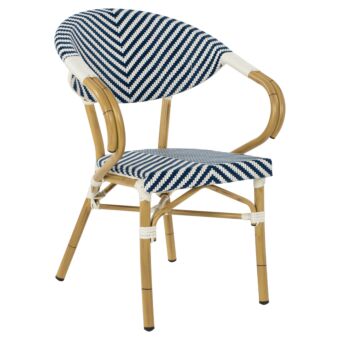 ΠΟΛΥΘΡΟΝΑ BAMBOO LOOK ΜΠΛΕ-ΛΕΥΚΟ 59x56x82Yεκ.