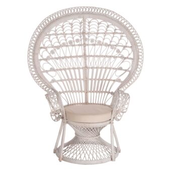 ΠΟΛΥΘΡΟΝΑ RATTAN ΣΕ ΛΕΥΚΟ-ΜΑΞΙΛΑΡΙ ΛΕΥΚΟ 114x72x150Yεκ.