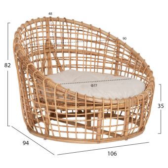 ΠΟΛΥΘΡΟΝΑ RATTAN ΣΕ ΦΥΣΙΚΟ-ΛΕΥΚΟ ΜΑΞΙΛΑΡΙ 106x94x82Yεκ.