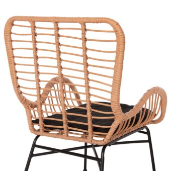 ΠΟΛΥΘΡΟΝΑ ΣΤΥΛ ΜΠΕΡΖΕΡΑΣ P.E.RATTAN ΜΠΕΖ-ΜΑΥΡΟ ΜΕΤΑΛΛΟ 66x59x90Υεκ.