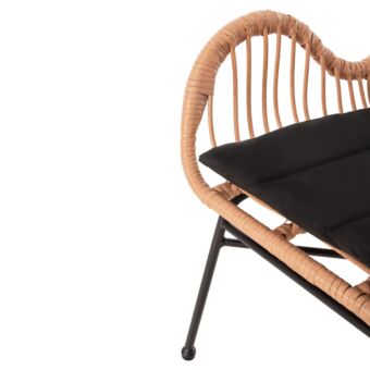 ΠΟΛΥΘΡΟΝΑ ΣΤΥΛ ΜΠΕΡΖΕΡΑΣ P.E.RATTAN ΜΠΕΖ-ΜΑΥΡΟ ΜΕΤΑΛΛΟ 66x59x90Υεκ.