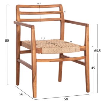 ΠΟΛΥΘΡΟΝΑ ΤΡΑΠΕΖΑΡΙΑΣ ΞΥΛΟ TEAK-ΣΧΟΙΝΙ VIRO 58x56x80Υεκ.