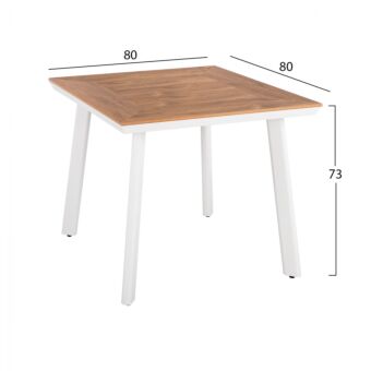 ΣΕΤ ΤΡΑΠΕΖΑΡΙΑ 3ΤΜΧ ΤΡΑΠΕΖΙ ΑΛΟΥΜΙΝΙΟΥ 80X80 & ΠΟΛΥΘΡΟΝΕΣ ΛΕΥΚΕΣ