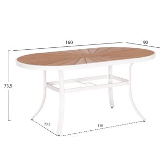 ΤΡΑΠΕΖΙ ΕΞΩΤ.ΧΩΡΟΥ ΑΛΟΥΜΙΝΙΟ ΛΕΥΚΟ & POLYWOOD 160X90Χ73.5Υεκ.