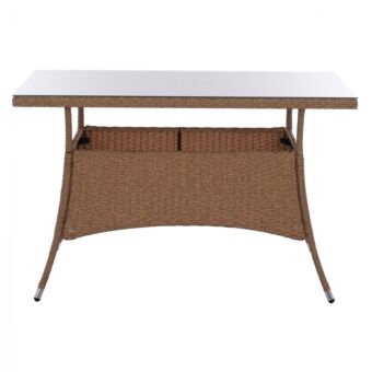 ΤΡΑΠΕΖΙ ΜΕΤΑΛΛΙΚΟ RATTAN ΜΠΕΖ ΚΑΦΕ 120x70x75Υ εκ.