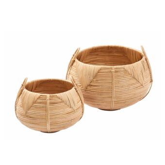 SIFIR ΚΑΛΑΘΙ ΜΕ ΛΑΒΕΣ SET 2ΤΜΧ RATTAN ΦΥΣΙΚΟ D45-32xH28-22cm