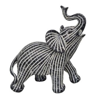 HAPPY ELEPHANT 1 DECO ΕΛΕΦΑΝΤΑΣ POLYRESIN ΜΑΥΡΟ ΛΕΥΚΟ 20,5x10xH22,5cm