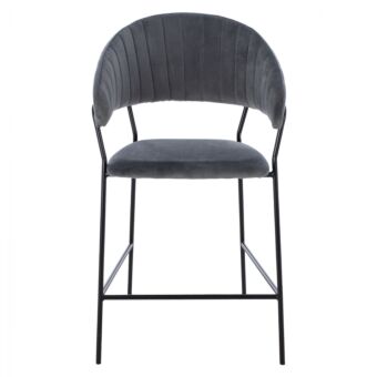 MEDIUM HEIGHT STOOL GRAY VELVET WITH BLACK FRAME 60x55x100Y cm.