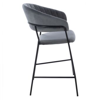 MEDIUM HEIGHT STOOL GRAY VELVET WITH BLACK FRAME 60x55x100Y cm.