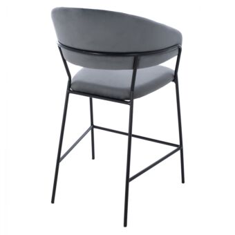 MEDIUM HEIGHT STOOL GRAY VELVET WITH BLACK FRAME 60x55x100Y cm.