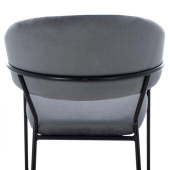 MEDIUM HEIGHT STOOL GRAY VELVET WITH BLACK FRAME 60x55x100Y cm.