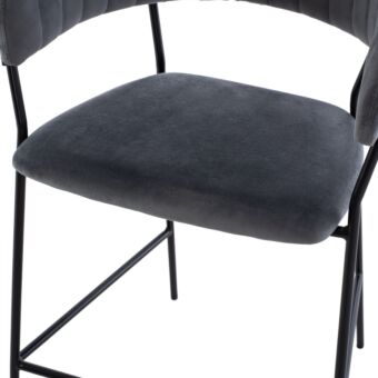 MEDIUM HEIGHT STOOL GRAY VELVET WITH BLACK FRAME 60x55x100Y cm.