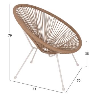 ΠΟΛΥΘΡΟΝΑ ACAPULCO Τ. ΦΩΛΙΑ ΜΕΤΑΛΛΟ ΛΕΥΚΟ ΜΕ TWISTED WICKER 70x73x79 εκ.