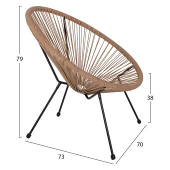 ΠΟΛΥΘΡΟΝΑ ACAPULCO Τ. ΦΩΛΙΑ ΜΕΤΑΛΛΟ ΜΑΥΡΟ ΜΕ TWISTED WICKER 70x73x79 εκ.