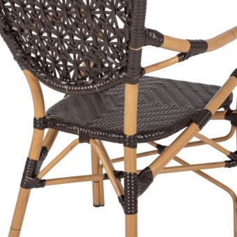 ΠΟΛΥΘΡΟΝΑ ΑΛΟΥΜΙΝΙΟΥ BAMBOO LOOK ΚΑΦΕ ΚΑΙ ΚΑΦΕ PE RATTAN 56x62x95Yεκ.