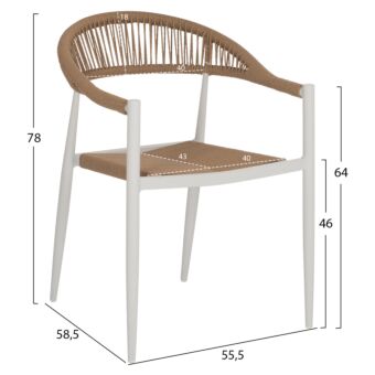 ΠΟΛΥΘΡΟΝΑ ΑΛΟΥΜΙΝΙΟΥ ΛΕΥΚΗ PΕ RATTAN ΜΠΕΖ 55.5x58.5x78 εκ.