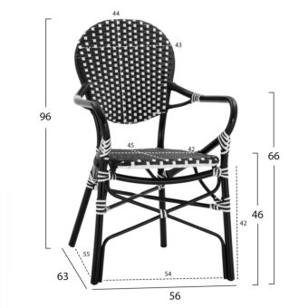 ΠΟΛΥΘΡΟΝΑ ΑΛΟΥΜΙΝΙΟΥ ΜΕ ΜΑΥΡΟ ΛΕΥΚΟ WICKER 56X63X96Y εκ.