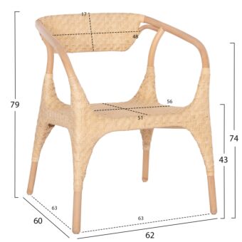 ΠΟΛΥΘΡΟΝΑ ΕΣΩΤ.ΧΩΡΩΝ ΦΥΣΙΚΟ RATTAN 62x60x79Υεκ.