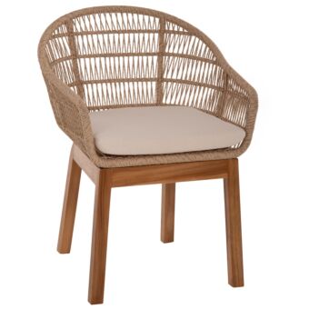 ΠΟΛΥΘΡΟΝΑ TEAK ΠΟΔΙΑ ΣΚΕΛΕΤΟΣ ΑΛΟΥΜΙΝΙΟΥ & POLYRATTAN 64x60x87Yεκ.