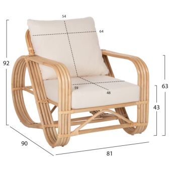 ΠΟΛΥΘΡΟΝΑ ΦΥΣΙΚΟ RATTAN ΚΑΙ ΛΕΥΚΑ ΜΑΞΙΛΑΡΙΑ 81x90x92Yεκ.