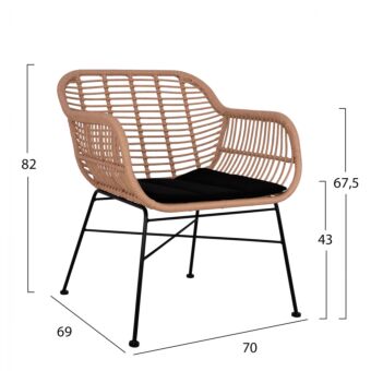 ΣΕΤ ΣΑΛΟΝΙ 4ΤΜΧ ΜΕΤΑΛΛΟ & WICKER ΣΕ ΜΠΕΖ ΧΡΩΜΑ