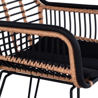 ΣΚΑΜΠΟ ΜΕΤΑΛΛΙΚΟ ΜΕ WICKER ΜΑΥΡΟ ΜΠΕΖ 55x60x109Υ εκ.