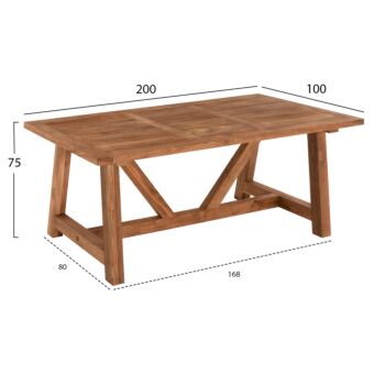 ΤΡΑΠΕΖΙ ΤΡΑΠΕΖΑΡΙΑΣ RECYCLED TEAK ΣΕ ΦΥΣΙΚΟ ΧΡΩΜΑ 200X100X75Yεκ.