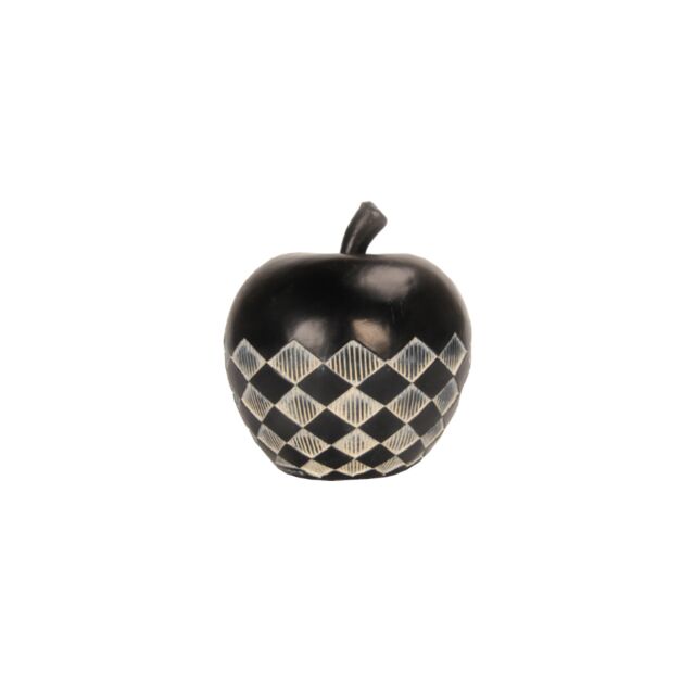 FRUIT BLACK 2 DECO ΜΗΛΟ POLYRESIN ΜΑΥΡΟ ΛΕΥΚΟ D12xH13,2cm