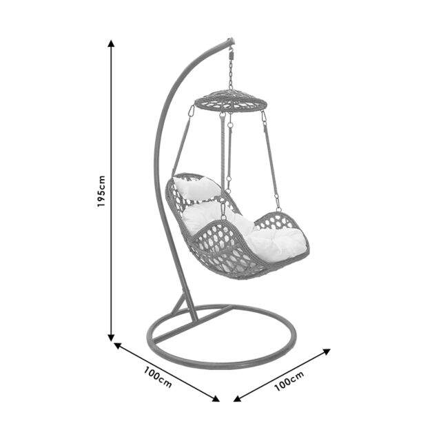 Κούνια κήπου Margie κρεμαστή μέταλλο-pp καφέ μαξιλάρι-μπεζ 100x100x195εκ