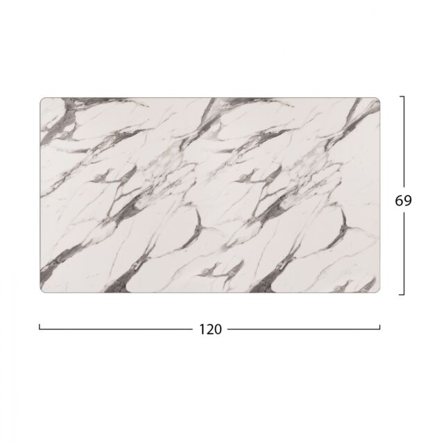 ΕΠΙΦΑΝΕΙΑ ΤΡΑΠΕΖΙΟΥ HPL MARBLE WHITE-GREY 120x69 εκ. ΠΑΧΟΥΣ 12mm.