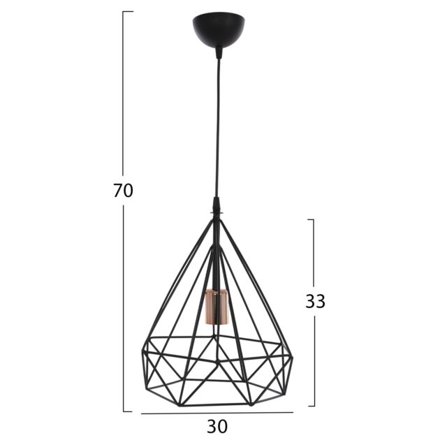 ΦΩΤΙΣΤΙΚΟ ΟΡΟΦΗΣ ΜΑΥΡΟ ΜΕΤΑΛΛΟ ΣΧΗΜΑ ΠΥΡΑΜΙΔΑ Φ30x70Yεκ.