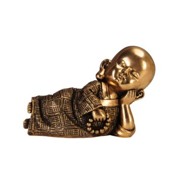 LITTLE MONK 2 DECO ΒΟΥΔΑΣ POLYRESIN ΧΡΥΣΟ ΜΑΥΡΟ 15,6x7,3xH10,2cm