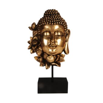 LOTUS BUDDHA DECO ΒΟΥΔΑΣ POLYRESIN ΧΡΥΣΟ ΜΑΥΡΟ 18,6x9xH35cm