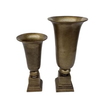 DEVI ΒΑΖΟ ΣΕΤ 2ΤΜΧ ΑΛΟΥΜΙΝΙΟ ΧΡΥΣΟ ΑΝΤΙΚΕ D24_19xH50_39cm