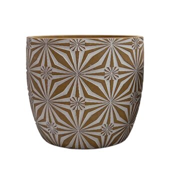 ΚΑΣΠΩ ΚΑΦΕ/ΛΕΥΚΟ ΣΤΡΟΓΓΥΛΟ ΜΟΤΙΒΟ ΑΝΘΗ ΜΕΓΑΛΟ - Φ18x17.5cm