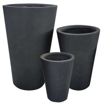 ΓΛΑΣΤΡΑ FIBERCLAY ΣΕΤ/3 ΑΝΘΡΑΚΙ ΜΑΡΜΑΡΟ ΚΩΝΟΣ S:Φ31x45, M:Φ40x60, L:Φ51x80cm 18/ΠΑΛ