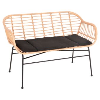 ΚΑΝΑΠΕΣ ΜΑΥΡΟ ΜΕΤΑΛΛΟ-ΜΠΕΖ ΣΥΝΘ.RATTAN 120x62x80Υεκ.