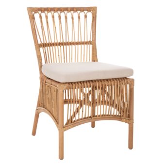 ΚΑΡΕΚΛΑ RATTAN ΣΕ ΦΥΣΙΚΟ-ΜΑΞΙΛΑΡΙ ΣΕ ΛΕΥΚΟ 53x58x91Υεκ.