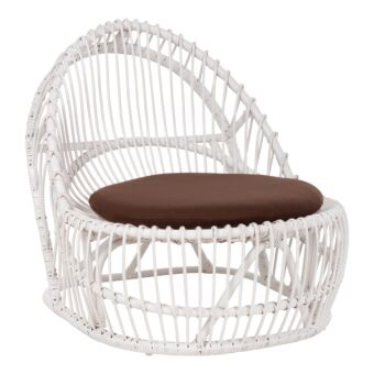 ΠΟΛΥΘΡΟΝΑ RATTAN ΛΕΥΚΟ ΜΕ ΚΑΦΕ ΜΑΞΙΛΑΡΙ 80x97x85Υεκ.