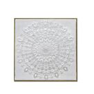 MANDALA ΠΙΝΑΚΑΣ ΚΑΜΒΑΣ ΛΕΥΚΟ ΧΡΥΣΟ ΞΥΛΟ 62x62xH5cm