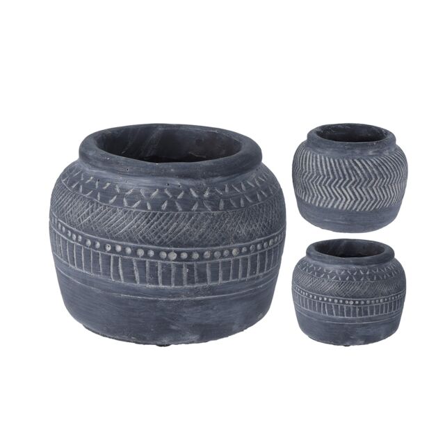 ANTIQUE ΚΑΣΠΩ ΣΕ 2 ΣΧΕΔΙΑ ΤΣΙΜΕΝΤΟ ΜΑΥΡΟ 16xH13cm